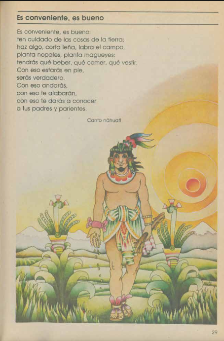 Imagen de la pagina del libro, canto nahuatl.